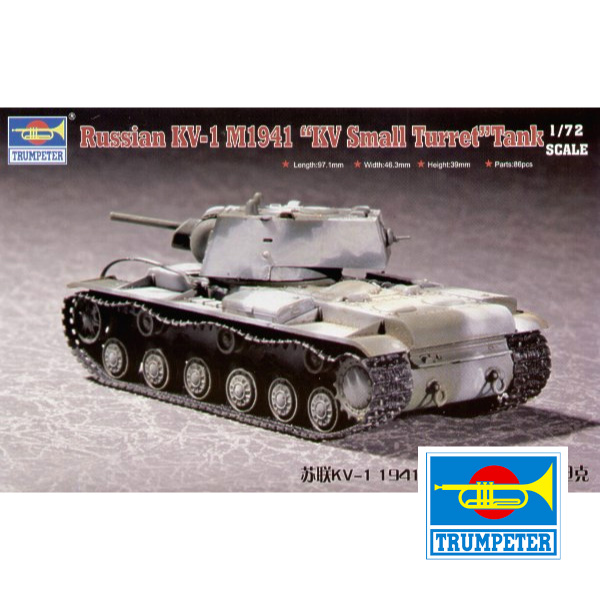 Maquette Char Russe KV-1 M1941 Small Turret Trumpeter 1/72 - Kit à Monter (86 Pièces) - Longueur 9,71 Cm
